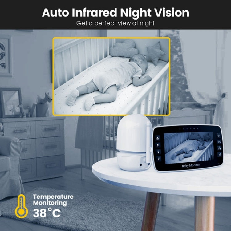 SM43A 4.3inch Color Display Night Vision Smart Zoom Baby Monitor Camera(UK Plug) - Security by buy2fix | Online Shopping UK | buy2fix