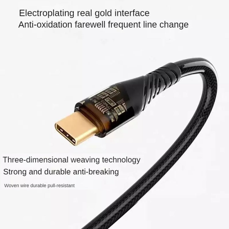 4A USB to Type-C Transparent Fast Charging Data Cable, Length: 1m(Black) -  by buy2fix | Online Shopping UK | buy2fix