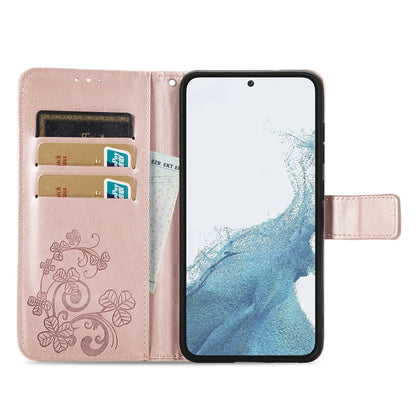 For Samsung Galaxy A54 5G Four-leaf Clasp Embossed Buckle Leather Phone Case(Rose Gold) - Galaxy Phone Cases by buy2fix | Online Shopping UK | buy2fix