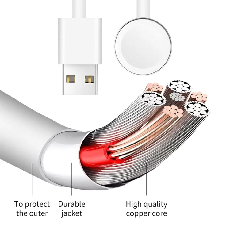 1m USB Magnetic Fast Charger Charging Cable for Watch Apple Series Ultra/8/7/6/SE/SE2/5/4/3/2(White) - Charger / Holder by buy2fix | Online Shopping UK | buy2fix