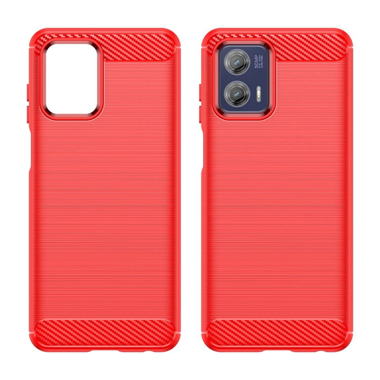 For Motorola Moto G73 Brushed Texture Carbon Fiber TPU Phone Case(Red) - Motorola Cases by buy2fix | Online Shopping UK | buy2fix