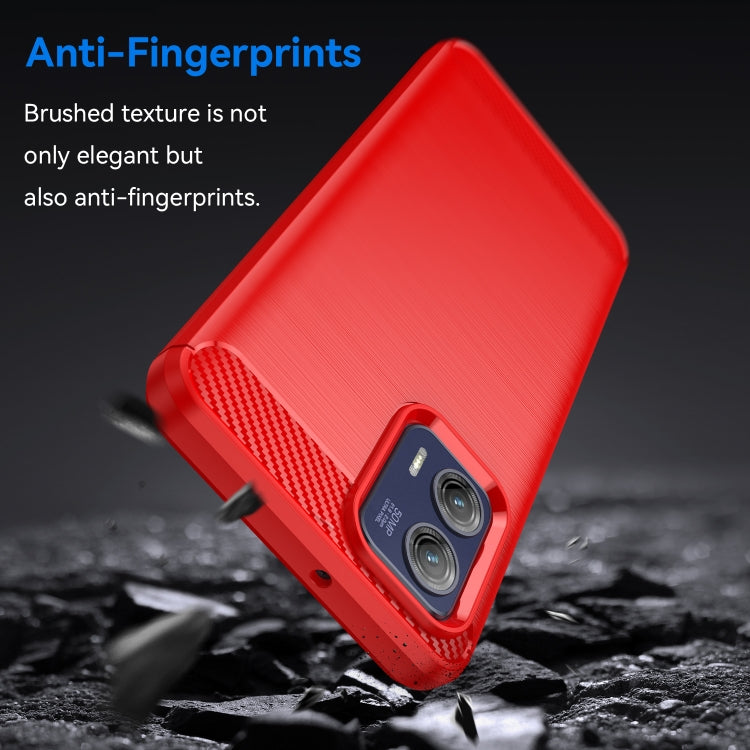 For Motorola Moto G73 Brushed Texture Carbon Fiber TPU Phone Case(Red) - Motorola Cases by buy2fix | Online Shopping UK | buy2fix