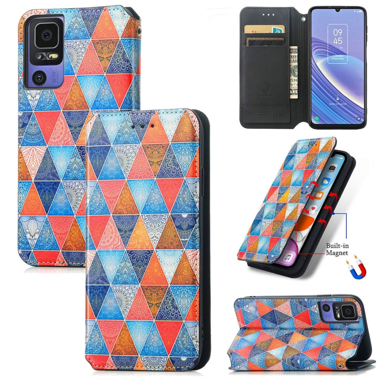 For TCL 40 SE CaseNeo Colorful Magnetic Leather Phone Case(Rhombus Mandala) - More Brand by buy2fix | Online Shopping UK | buy2fix