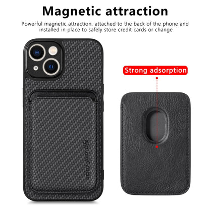 For iPhone 14 Pro Max Carbon Fiber Leather Card Magsafe Magnetic Phone Case(Black) - iPhone 14 Pro Max Cases by buy2fix | Online Shopping UK | buy2fix