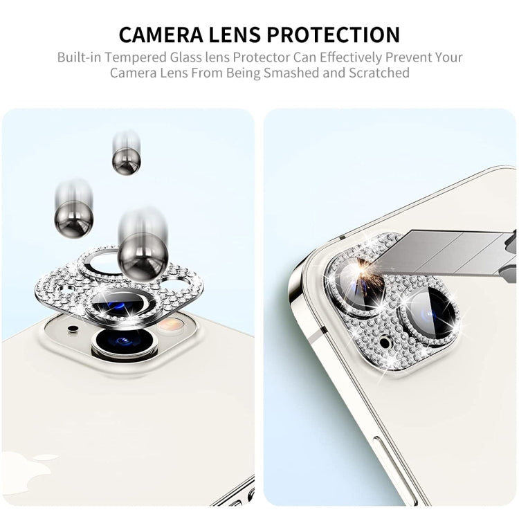 For iPhone 14 / 14 Plus ENKAY Hat-Prince Blink Diamond Camera Lens Aluminium Alloy Tempered Glass Film(Sierra Blue) - iPhone 14 Tempered Glass by ENKAY | Online Shopping UK | buy2fix