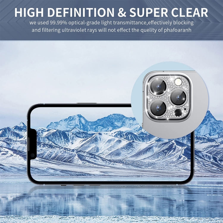 For iPhone 13 Pro / 13 Pro Max ENKAY Hat-Prince Blink Diamond Camera Lens Aluminium Alloy Tempered Glass Film(Colorful) - iPhone 13 Pro Tempered Glass by ENKAY | Online Shopping UK | buy2fix