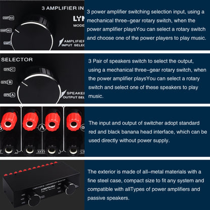 3 Input 3 Output Power Amplifier And Speaker Switcher Speaker Switch Splitter Comparator 300W Per Channel Without Loss Of Sound Quality - Consumer Electronics by buy2fix | Online Shopping UK | buy2fix