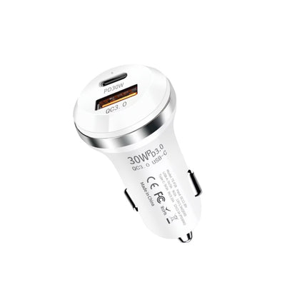 P28 USB-C PD30W + QC3.0 18W USB Dual Port Car Charger(White) - Car Charger by buy2fix | Online Shopping UK | buy2fix