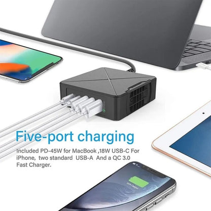 PD-75 Desktop PD Type-C USB QC 3.0 Fast Mobile Phone Charging Station Multifunctional Wireless Charger(US Plug) - Multifunction Charger by buy2fix | Online Shopping UK | buy2fix