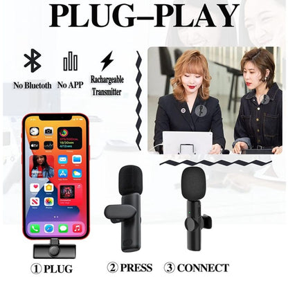 Bluetooth  Mini Microphone Wireless Lavalier Noise Reduction Microphone for iPhone / iPad, with 8 Pin Receiver & Dual Microphones - Microphone by buy2fix | Online Shopping UK | buy2fix