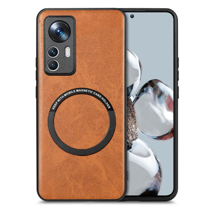 For Xiaomi 12T Solid Color Leather Skin Back Cover Phone Case(Brown) - Xiaomi Cases by buy2fix | Online Shopping UK | buy2fix