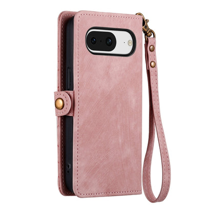 For Google Pixel 8 Pro Geometric Zipper Wallet Side Buckle Leather Phone Case(Pink) - Google Cases by buy2fix | Online Shopping UK | buy2fix