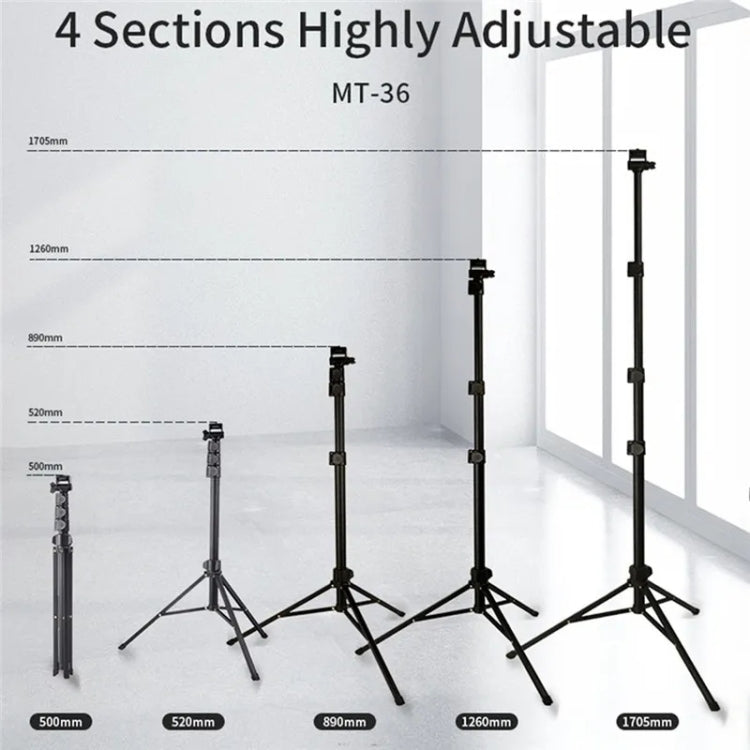 JMARY MT-36 4 Sections Adjustable Camera Stand Tripod 67-inch Live Streaming Phone Tripod - Tripods by Jmary | Online Shopping UK | buy2fix