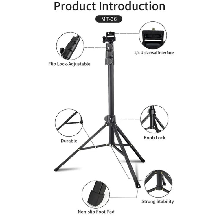 JMARY MT-36 4 Sections Adjustable Camera Stand Tripod 67-inch Live Streaming Phone Tripod - Tripods by Jmary | Online Shopping UK | buy2fix