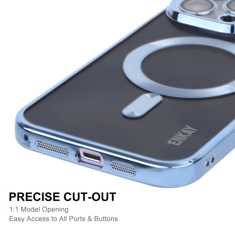 For iPhone 15 Pro Max ENKAY Hat-Prince Magsafe Electroplated TPU Clear Shockproof Phone Case(Light Blue) - iPhone 15 Pro Max Cases by ENKAY | Online Shopping UK | buy2fix