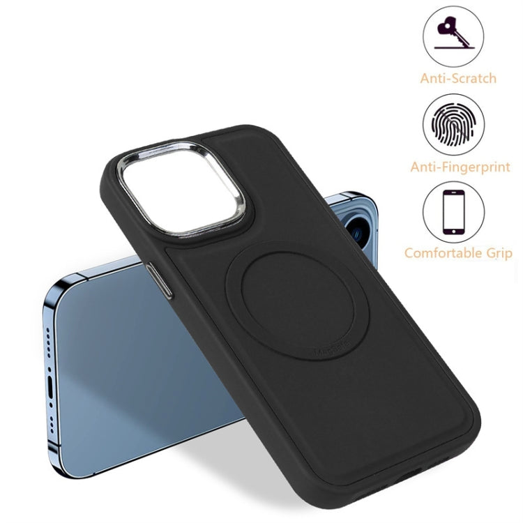 For iPhone 15 Plus Imitation Liquid Skin Feel Plating Magsafe Card Bag Phone Case(Blue) - iPhone 15 Plus Cases by buy2fix | Online Shopping UK | buy2fix