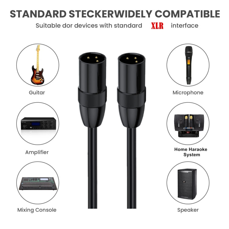 JUNSUNMAY XLR Male to Male Mic Cord 3 Pin Audio Cable Balanced Shielded Cable, Length:10m - Microphone Audio Cable & Connector by JUNSUNMAY | Online Shopping UK | buy2fix