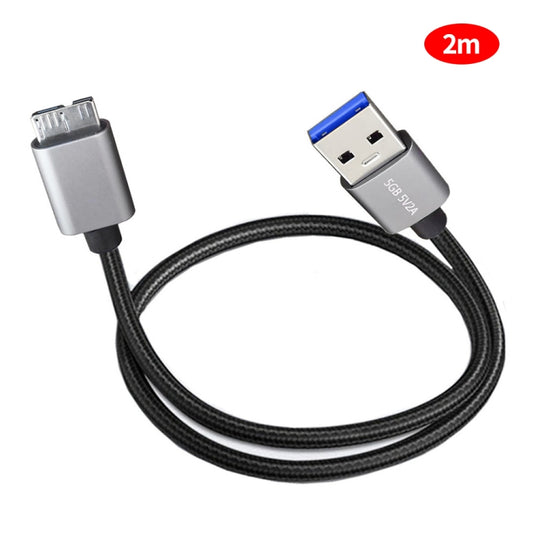 JUNSUNMAY USB 3.0 Male to Micro-B Cord Cable Compatible with Samsung Camera Hard Drive, Length:2m - USB Cable by JUNSUNMAY | Online Shopping UK | buy2fix