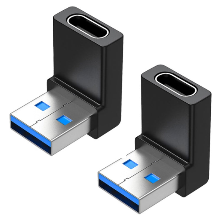 2pcs ENKAY 90 Degree Right Angle USB 3.0 Male to Type-C Female Adapter Converter - USB 3.0 by ENKAY | Online Shopping UK | buy2fix