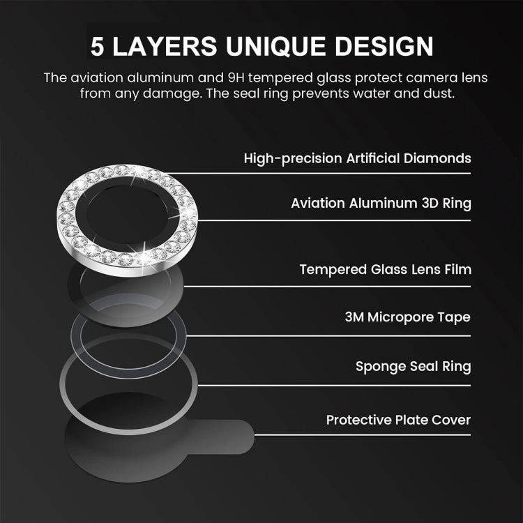 For iPhone 13 Pro / 13 Pro Max ENKAY AR Anti-reflection Individual Diamond Ring Camera Lens Glass Full Film(Golden) - iPhone 13 Pro Max Tempered Glass by ENKAY | Online Shopping UK | buy2fix