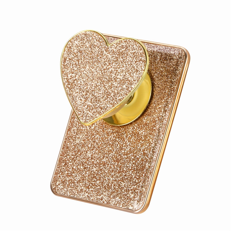 Electroplating Glitter Magsafe Airbag Heart Stand Phone Card Bag(Gold) - Others Accessories by buy2fix | Online Shopping UK | buy2fix