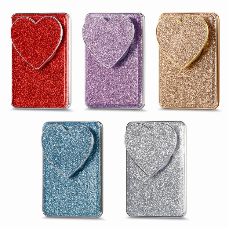 Electroplating Glitter Magsafe Airbag Heart Stand Phone Card Bag(Gold) - Others Accessories by buy2fix | Online Shopping UK | buy2fix