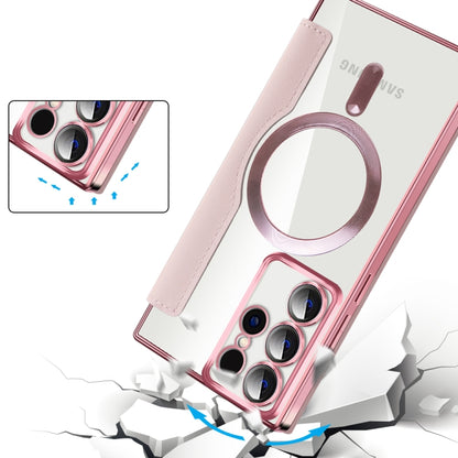For Samsung Galaxy S22 Ultra 5G MagSafe Magnetic RFID Anti-theft Leather Phone Case(Pink) - Galaxy S22 Ultra 5G Cases by buy2fix | Online Shopping UK | buy2fix