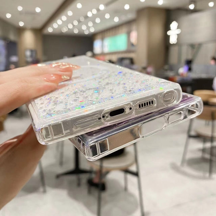For Samsung Galaxy S22 Ultra 5G MagSafe Glitter Hybrid Clear TPU Phone Case(Purple) - Galaxy S22 Ultra 5G Cases by buy2fix | Online Shopping UK | buy2fix