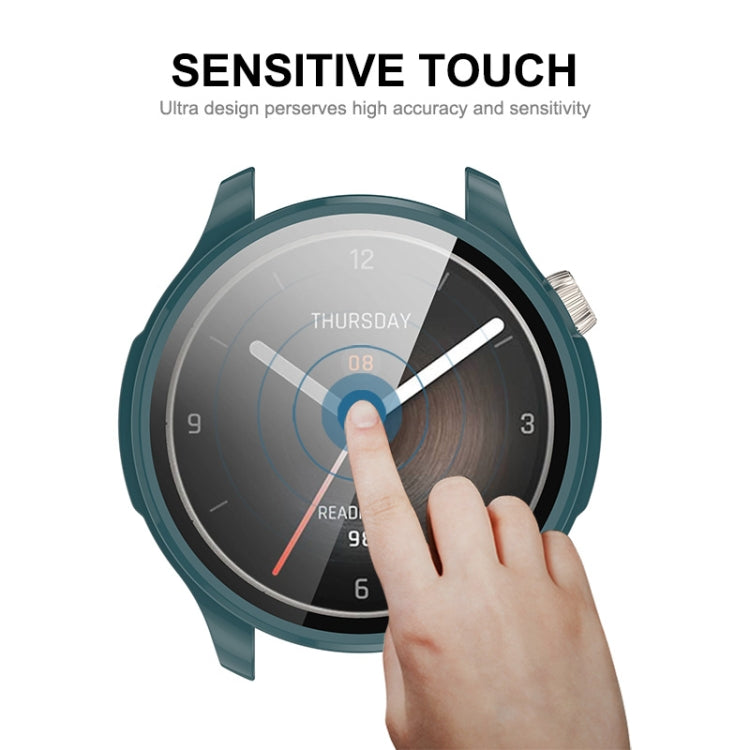 For Amazfit Balance A2286 ENKAY Hat-Prince Full Coverage Tempered Glass Film Integrated PC Watch Case(Dark Green) - Watch Cases by ENKAY | Online Shopping UK | buy2fix