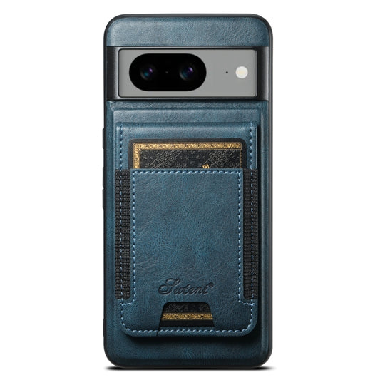 For Google Pixel 8 Pro Suteni H17 Oil Eax Leather Detachable Wallet Phone Case(Blue) - Google Cases by Suteni | Online Shopping UK | buy2fix