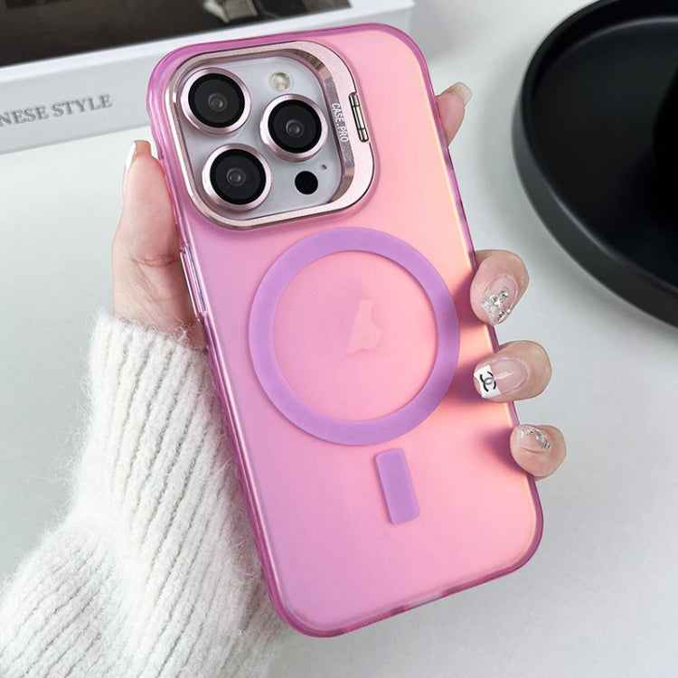 For iPhone 13 Pro Max MagSafe Lens Holder PC Hybrid TPU Phone Case(Pink) - iPhone 13 Pro Max Cases by buy2fix | Online Shopping UK | buy2fix