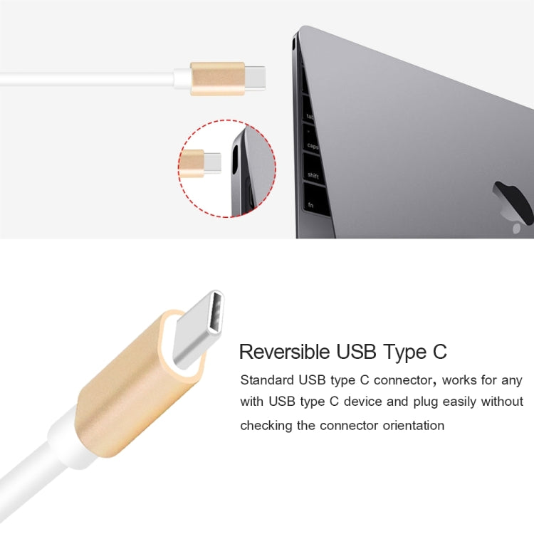 USB Type C to VGA 3-in-1 Hub Adapter supports USB Type C tablets and laptops for Macbook Pro / Google ChromeBook(Gold) - Computer & Networking by buy2fix | Online Shopping UK | buy2fix