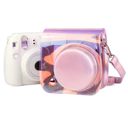 Richwell Translucent PVC Camera Bag for Fujifilm Instax Mini 8 8+ 9 Cover Case with Shoulder Strap Gradient Pink Shell - Leather Bag by Richwell | Online Shopping UK | buy2fix