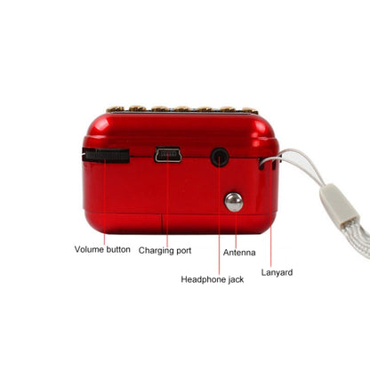 Portable Rechargeable FM Radio Receiver Speaker, Support USB / TF Card / Music MP3 Player(Red) - Radio Player by buy2fix | Online Shopping UK | buy2fix