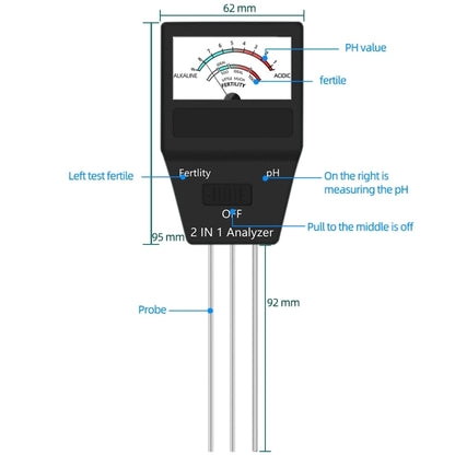 2 in 1 Soil PH Meter Fertility Tester Instrument Gardening Tools with 3 Probes - Consumer Electronics by buy2fix | Online Shopping UK | buy2fix