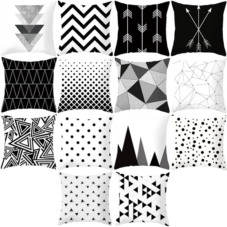 2 PCS Black and White Simple and Modern Geometric Abstract Decorative Pillowcases Polyester Throw Pillow Case(1) - Cushions & Pillows by buy2fix | Online Shopping UK | buy2fix