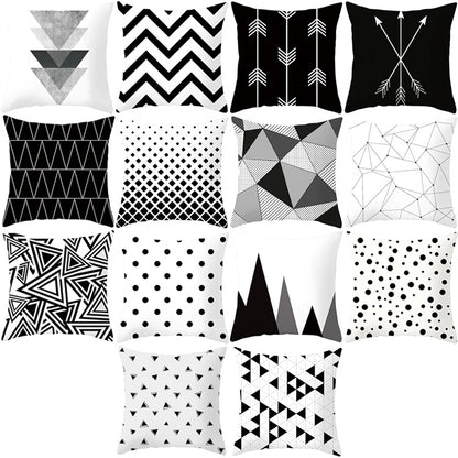 2 PCS Black and White Simple and Modern Geometric Abstract Decorative Pillowcases Polyester Throw Pillow Case(1) - Cushions & Pillows by buy2fix | Online Shopping UK | buy2fix