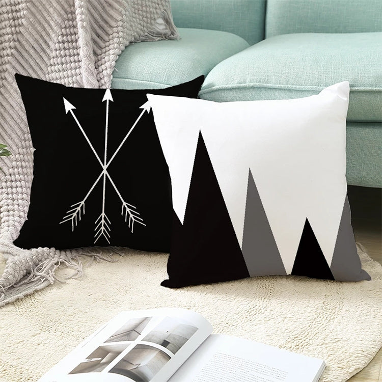 2 PCS Black and White Simple and Modern Geometric Abstract Decorative Pillowcases Polyester Throw Pillow Case(1) - Cushions & Pillows by buy2fix | Online Shopping UK | buy2fix