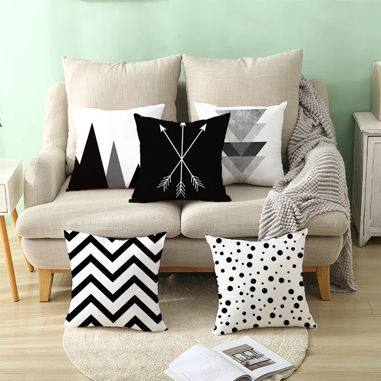 2 PCS Black and White Simple and Modern Geometric Abstract Decorative Pillowcases Polyester Throw Pillow Case(1) - Cushions & Pillows by buy2fix | Online Shopping UK | buy2fix