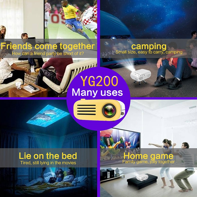 YG200 Portable LED Pocket Mini Projector AV USB SD HDMI Video Movie Game Home Theater Video Projector, US Plug(Black and White) - Consumer Electronics by buy2fix | Online Shopping UK | buy2fix