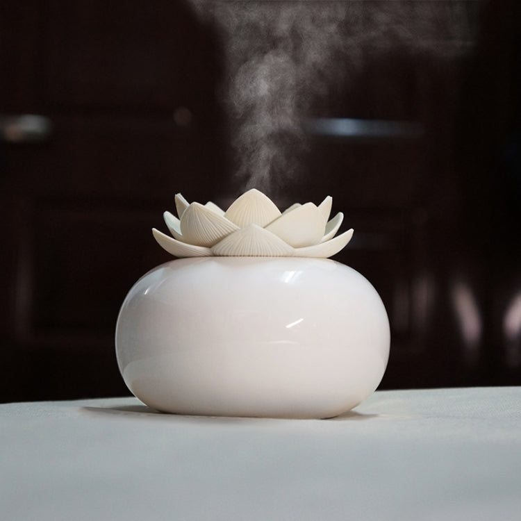 Lotus Ceramic Nano Spray Hydrating Aroma Humidifier Air Purifier(White Flower + White Body Ceramic) - Home & Garden by buy2fix | Online Shopping UK | buy2fix