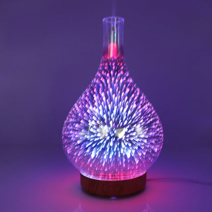 STB-XB10 3D Fireworks 7 Colors LED Night Light Air Humidifier Aroma Essential Oil Diffuser Mist Maker, Plug Type:UK Plug(Dark Wood Grain) - Home & Garden by buy2fix | Online Shopping UK | buy2fix