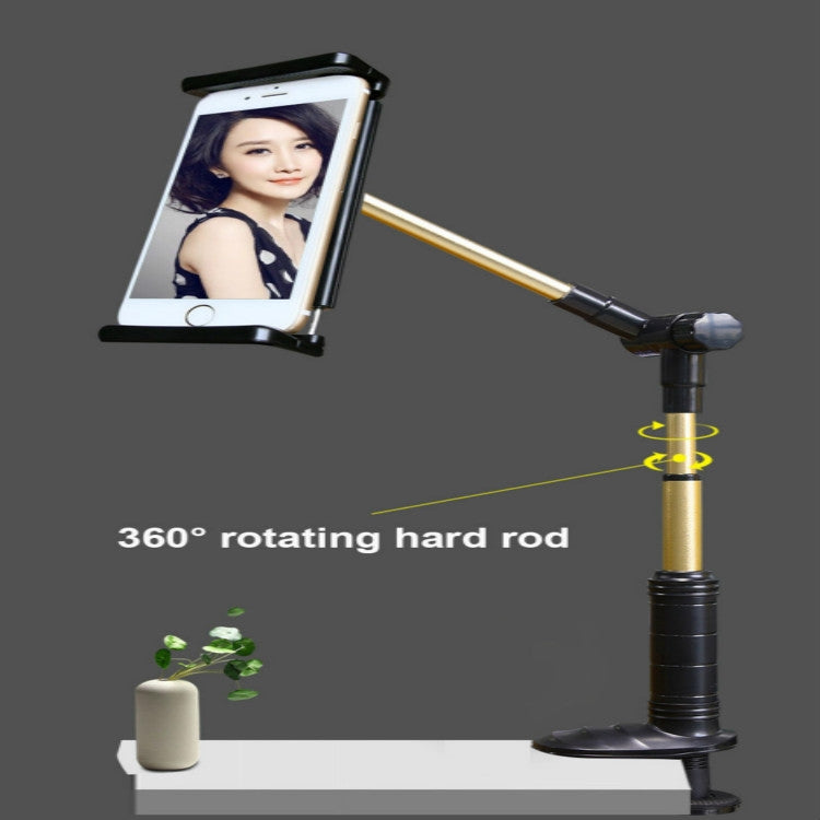 360 Degree Rotation Lazy Mount Folding Long Arm Phone Stand Holder for 4-14 Inch Tablet & Phone(Gold) - Lazy Bracket by buy2fix | Online Shopping UK | buy2fix