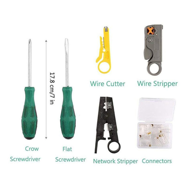 Three-purpose Network Cable Clamp Tester Hand Tool Set Home Network Repair Kit, Style:12 in 1 - Lan Cable and Tools by buy2fix | Online Shopping UK | buy2fix