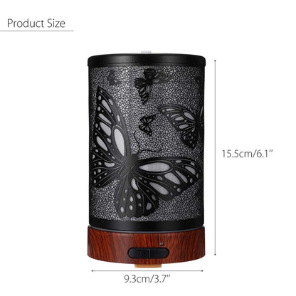 Butterfly Pattern Air Humidifier Essential Oil Diffuser Mist Maker Colorful LED Lamp  Diffuser Aromatherapy Air Purifier, Plug Type:US Plug(Black) - Home & Garden by buy2fix | Online Shopping UK | buy2fix