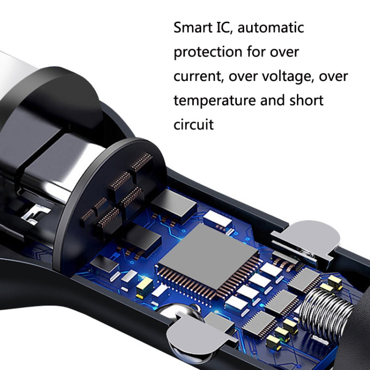 QIAKEY QK506L Dual Ports Fast Charge Car Charger(Black) - Car Charger by QIAKEY | Online Shopping UK | buy2fix