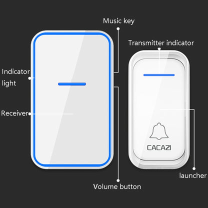 CACAZI A68-2 One to Two Wireless Remote Control Electronic Doorbell Home Smart Digital Wireless Doorbell, Style:EU Plug(White) - Security by CACAZI | Online Shopping UK | buy2fix