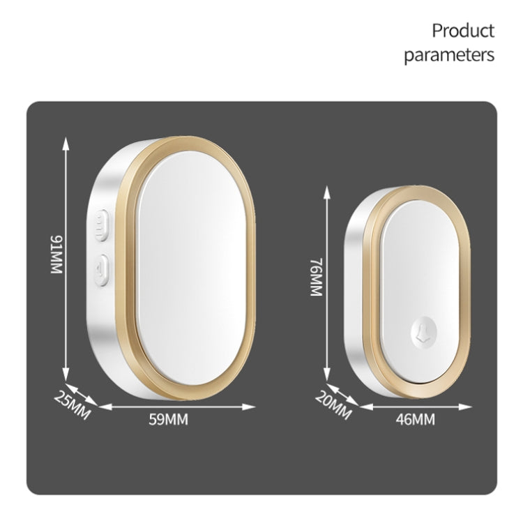 CACAZI A99 Home Smart Remote Control Doorbell Elderly Pager, Style:EU Plug(Black Gold) - Wireless Doorbell by CACAZI | Online Shopping UK | buy2fix