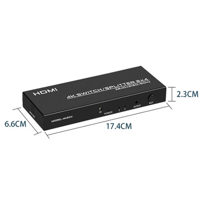 FJGEAR FJ-4K204 2 In 4 Out HD 4K Audio HDMI Switch Distributor, Plug Type:US Plug - Splitter by FJGEAR | Online Shopping UK | buy2fix