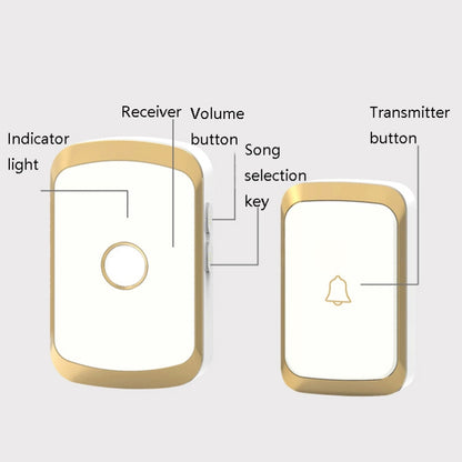 CACAZI A20 Smart Home Wireless Doorbell Digital Music Remote Control Waterproof Doorbell, Style:UK Plug(Black) - Security by buy2fix | Online Shopping UK | buy2fix